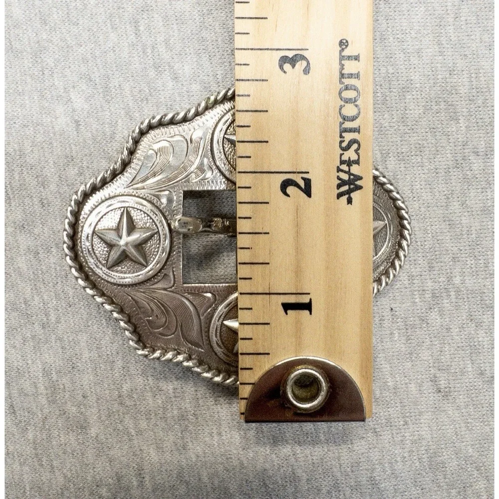 Silver Texas Star Center Bar Belt Buckle 3